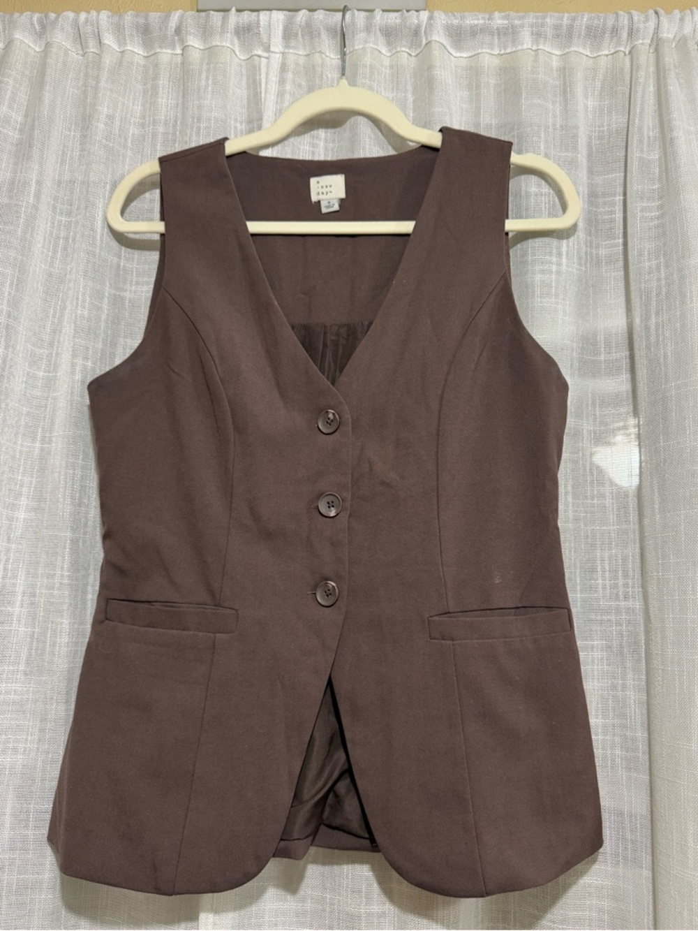 a new day Brown Button-Front Vest